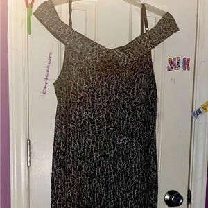 Beautiful navy blue and silver off the shoulder gown, size 1X, worn once.